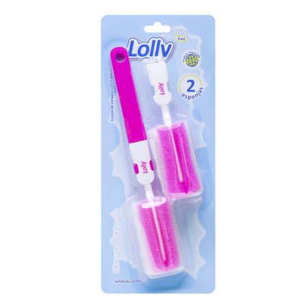 Imagem de Escova de Limpeza com Esponja para mamamdeira na cor rosa. Acompanha 2 (duas) esponjas e cabo removível