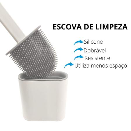 Imagem de Escova de Silicone Limpador Vaso Sanitário Privada Base Suporte Para Banheiro Branca