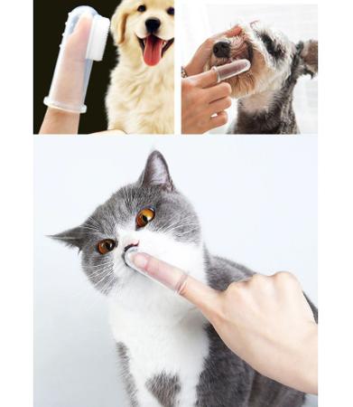 Imagem de Escova Dental Pet De Dedo Em Silicone Kit 3 Unidades