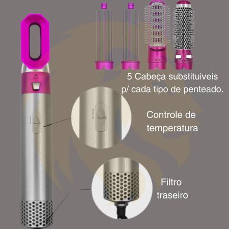 Imagem de Escova Elétrica 5 em 1 Secadora Alisadora Quente Modeladora 110v