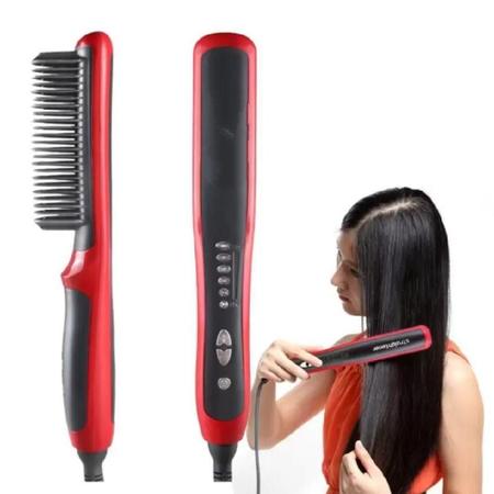 Imagem de escova inteligente secadora alisadora elétrica modeladora cabelo liso perfeito