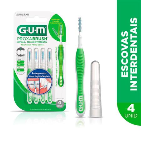 Imagem de Escova Interdental Gum Proxabrush 1,1mm Fino Cônico com 4 Unidades