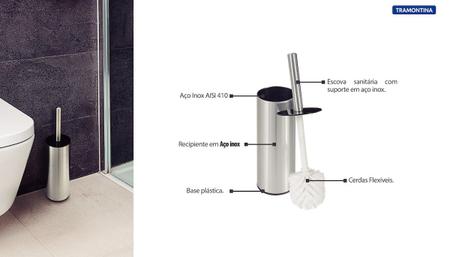 Imagem de  Escova para Banheiro Tramontina em Aço Inox com Acabamento Scotch Brite 