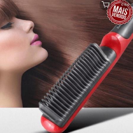 Imagem de escova para cabelo fino liso longo efeito chapinha prancha potente quente