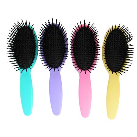 Escova de cabelo com listras de coração, aderência de nylon macio,  antiestática, escova de massagem para o couro cabeludo, almofada de ar para  homens e mulheres, cabelos cacheados secos e molhados