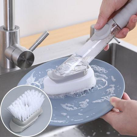 Imagem de Escova para Lavar Louça Porta Detergente 2 Em 1 Dispenser