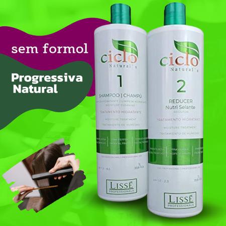 Imagem de Escova Progressiva Ciclo Natural Orgânica sem formol Lissé   Shampoo 1 Litro + Redutor 1 Litro