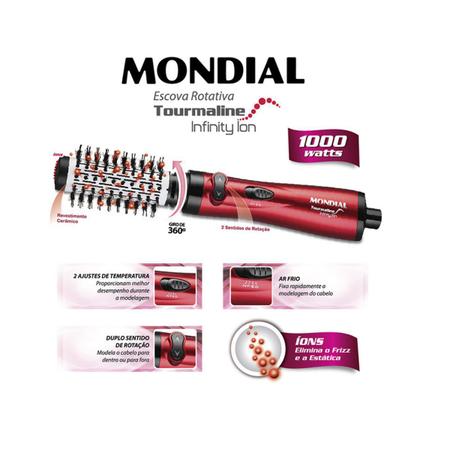 Imagem de Escova Rotativa Elétrica De Cabelo Tourmaline Infinity Íon ER-03SP 1000W- Mondial