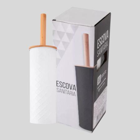 Imagem de Escova Sanitária Cabo Ergonômico Limpeza Confortável Bambu Inox