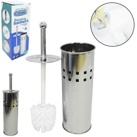 Imagem de Escova sanitaria com suporte redondo de inox clean 37x9cm ø