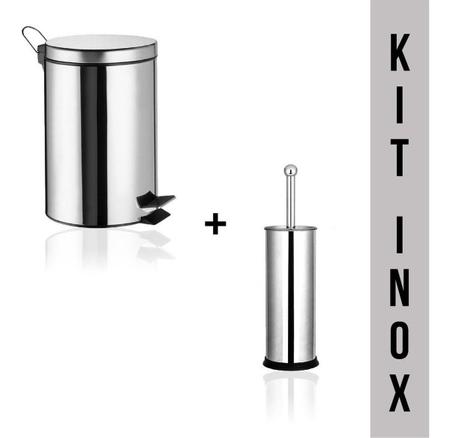 Imagem de Escova Sanitária Inox Com Lixeira Inox 3 Litros Para Banheiro Não Enferruja