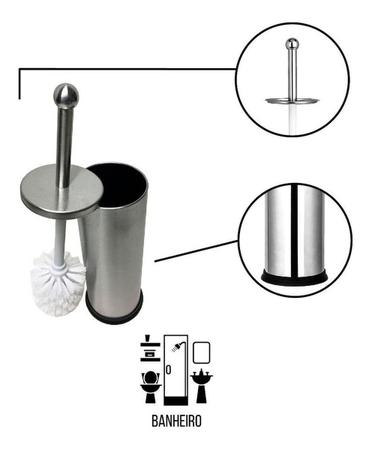 Imagem de Escova Sanitária Inox Com Lixeira Inox 3 Litros Para Banheiro Não Enferruja