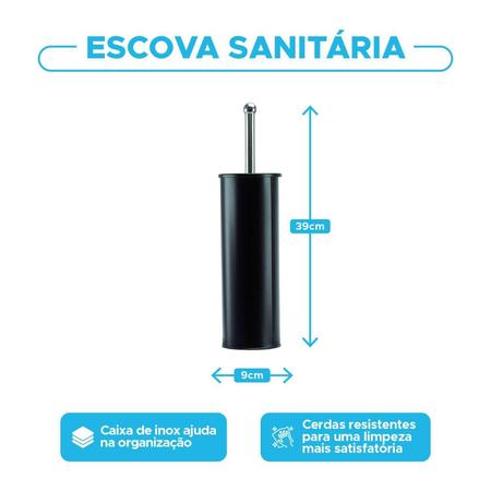 Imagem de Escova Sanitária Para Banheiro Com Suporte Preto