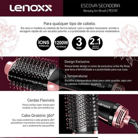 Imagem de Escova secadora 1200W 2 em 1 Beauty Ion Brush - PES787 - Lenoxx