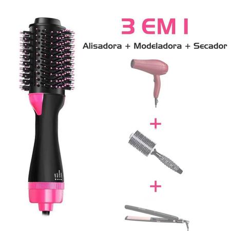 Imagem de Escova Secadora Modeladora Profissional Preto Rosa