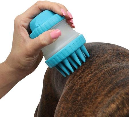 Escova Soft para Lavar a Pelage Pet com Reservatório de Shampoo e Cerdas de Silicone Macias - Kopeck Imagem de Escova Soft para Lavar a Pelage Pet com Reservatório de Shampoo e Cerdas de Silicone Macias - Kopeck