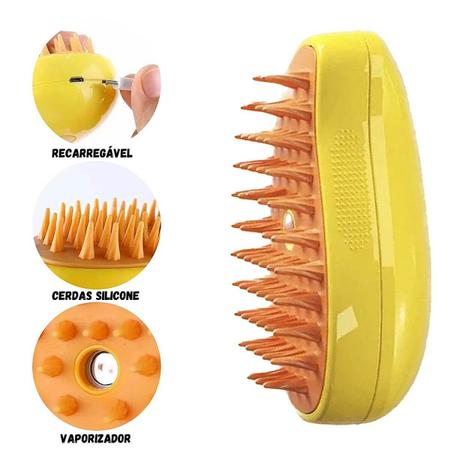 Escova Vapor Pet Elétrica 3 Em 1 Massagem Cães Gato Cachorro Tira Pelos Vaporizadora Recarregável Autolimpante - Armarinhos BS - Utensílios e Limpeza - Magazine Luiza
