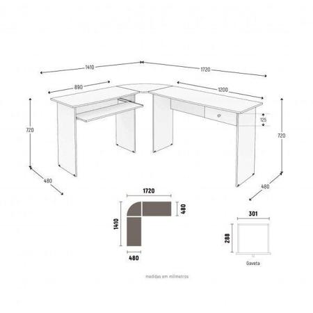 Imagem de Escritório Completo com Gaveteiro 4 Gavetas, Armário e Mesa em L Espresso Móveis
