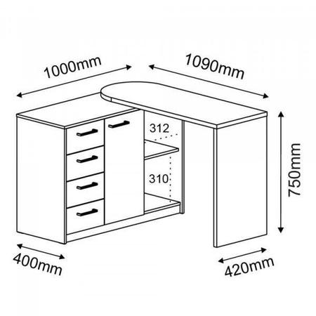 Imagem de Escritório Completo com Mesa com Armário 1 Porta 4 Gavetas e Estante 4 Prateleiras Espresso Móveis