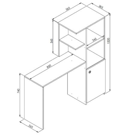 Imagem de Escrivaninha Com Estante 1 Porta Capri A05 Branco - Mpozenato