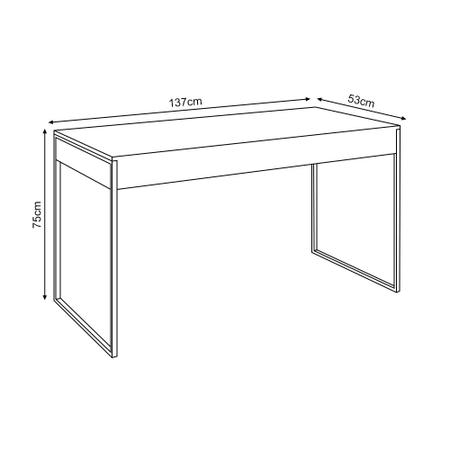 Imagem de Escrivaninha Industrial Madeira Padrão Office Branca Malta 137x53cm com Base em Ferro Preto