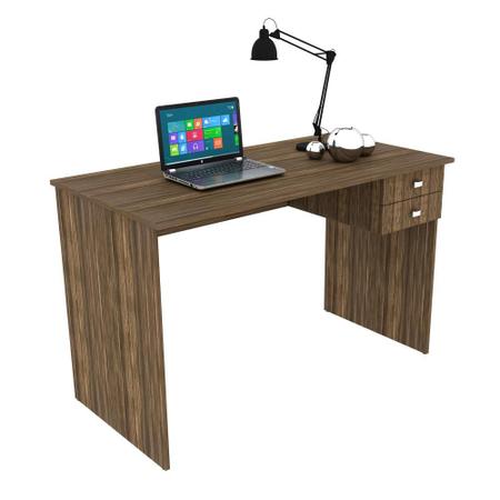 Imagem de Escrivaninha Mesa Para Computador Home Office 117 cm 2 Gavetas Escritório Marrom Nogal