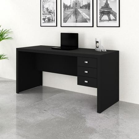 Imagem de Escrivaninha Mesa Para Computador PC Home Office 155 cm 3 Gavetas Multiuso Quarto Escritório Preto