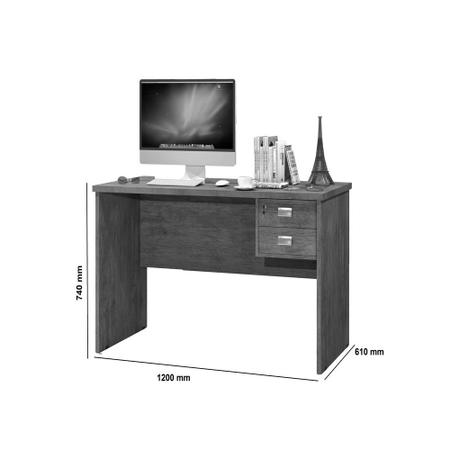 Imagem de Escrivaninha para Computador Branca de Madeira Espaçosa Com 2 Gavetas e  1 Chave Tampo Grosso