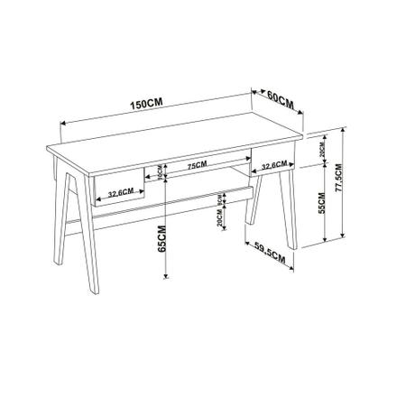 Imagem de Escrivaninha Pés Palito Retrô 1,50m com 3 gavetas 26106 Trend Artesano