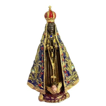 Imagem de Escultura Aparecida Manto Bordado 15 Cm Resina