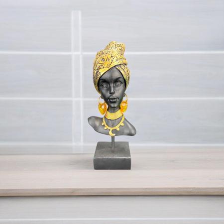 Imagem de Escultura Cabeça Africana Decorativo - 23x10x6cm - Escultura Clássica com Elegância Atemporal - Decorativa em Estilo Clássico!