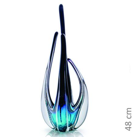 Imagem de Escultura Cristal Murano Esmeralda E Preto São Marcos 48Cm