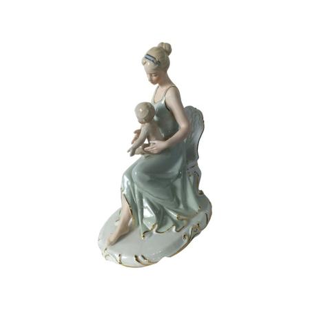 Imagem de Escultura Dama com Bebê em Porcelana - 25x18cm - Escultura de Luxo com Detalhes Requintados - Luxo em Estilo Clássico!