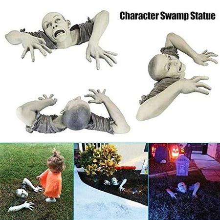 Imagem de Escultura de jardim Wokex Horror Zombie Yard Decor, resina de 20 cm