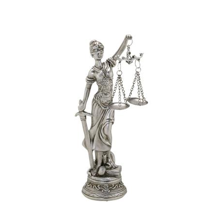 Imagem de Escultura Decorativa Dama da Justiça em Resina Prata 20cm