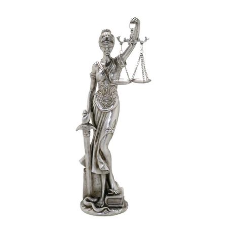 Imagem de Escultura Decorativa Dama da Justiça em Resina Prata 40cm