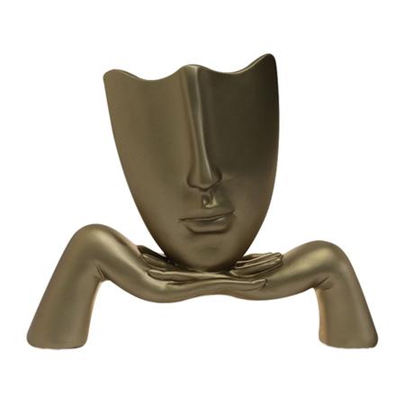 Imagem de Escultura Decorativa Mascara Descanso Dourado Fosco G07 - Gran Belo