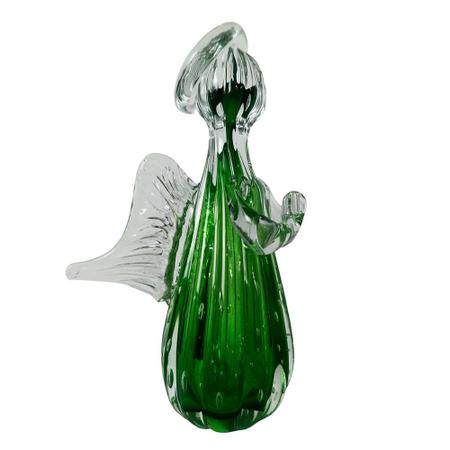 Imagem de Escultura Decorativo Anjo Gabriel em Murano Verde Esmeralda - 20x12cm - Escultura Clássica de Beleza Refinada - Design Exclusivo!