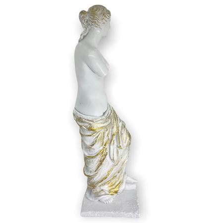 Imagem de Escultura Deusa Grega Vênus De Milo Branca E Dourada 27 Cm