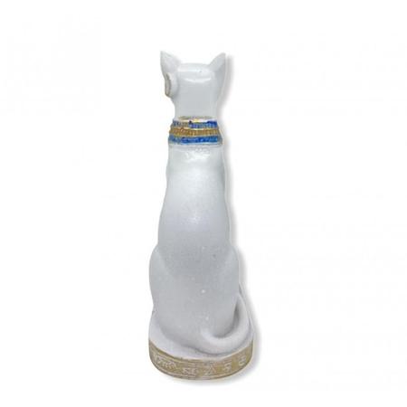 Escultura Egípcia Bastet Cor Branca 9 Cm Em Resina - Bialluz Presentes Imagem de Escultura Egípcia Bastet Cor Branca 9 Cm Em Resina