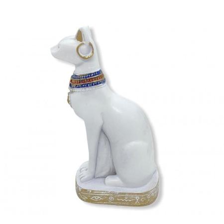 Escultura Egípcia Bastet Cor Branca 9 Cm Em Resina - Bialluz Presentes Imagem de Escultura Egípcia Bastet Cor Branca 9 Cm Em Resina