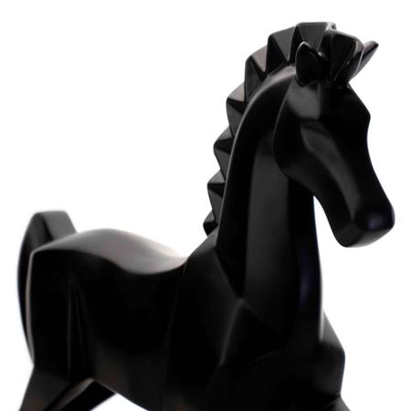Escultura Em Resina Maciça Xadrez Preto Fosco Bella Art Cavalo