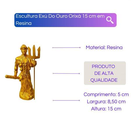 Escultura Exú Do Ouro Orixá 15 cm em Resina - Lua Mística - 100% Original - Loja Oficial Imagem de Escultura Exú Do Ouro Orixá 15 cm em Resina