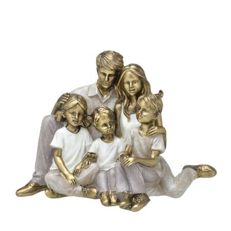 Imagem de Escultura Familia Casal Com Filha e Dois Filhos Em Resina