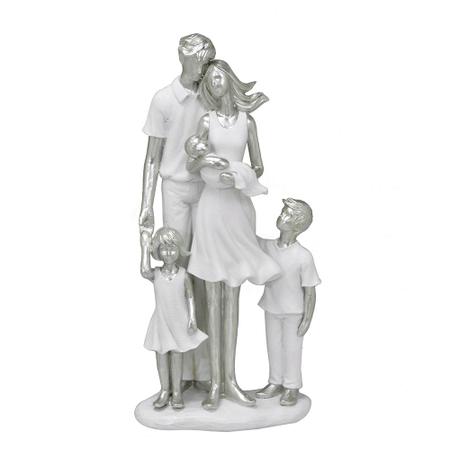 Imagem de Escultura familia decorativa com menino menina e bebe