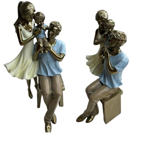 Imagem de Escultura Familia Decorativa em Resina  pai mãe e filho