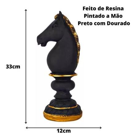 Decoração Peças De Xadrez Preto Cavalo Escultura Média Estátua