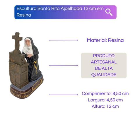 Imagem de Escultura Santa Rita Ajoelhada 12 cm Resina