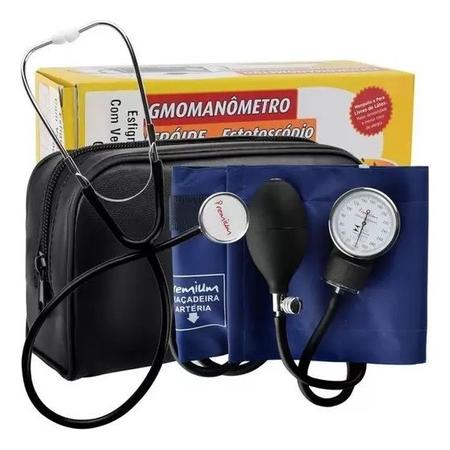 Imagem de Esfigmomanometro + Estetoscopio Premium Medidor de Pressão Manual Analógico Aneroide