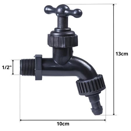 Imagem de Esguicho Hidropistola 6 Jatos Mangueira Jardim + Engate Rápido 1/2" + Bico Torneira Engate Rápido + Torneira 1/2"